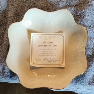 Lenox Rose Blossom Bowl - Ivory and Gold